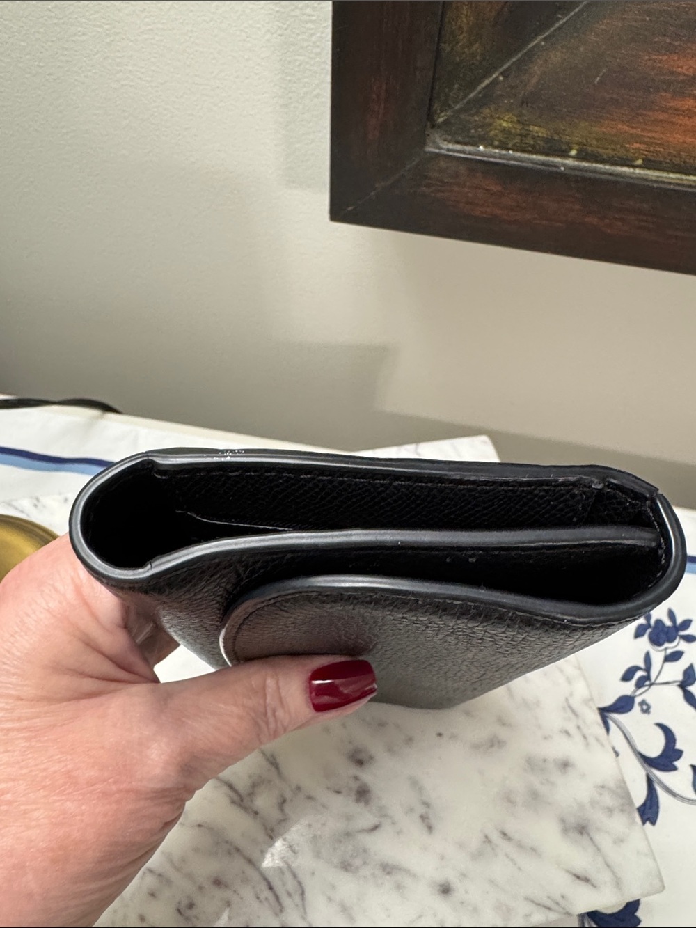 Coach Black Pebbled Leather Fold-Over Wallet - Picture 5 of 8